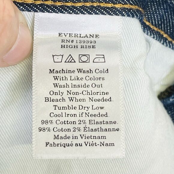 Everlane Dark Wash High Rise Straight Leg Denim Jeans Womens 28 Regular - Picture 7 of 15